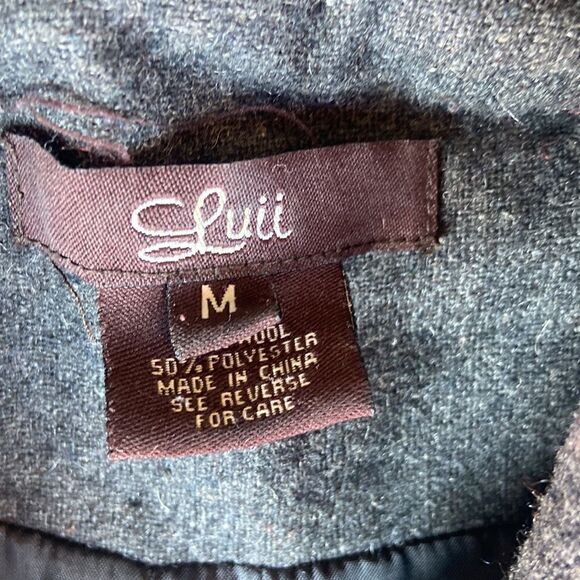 Luii Wool Blend Gray Ruffled Jacket Ladies Medium - Picture 2 of 6